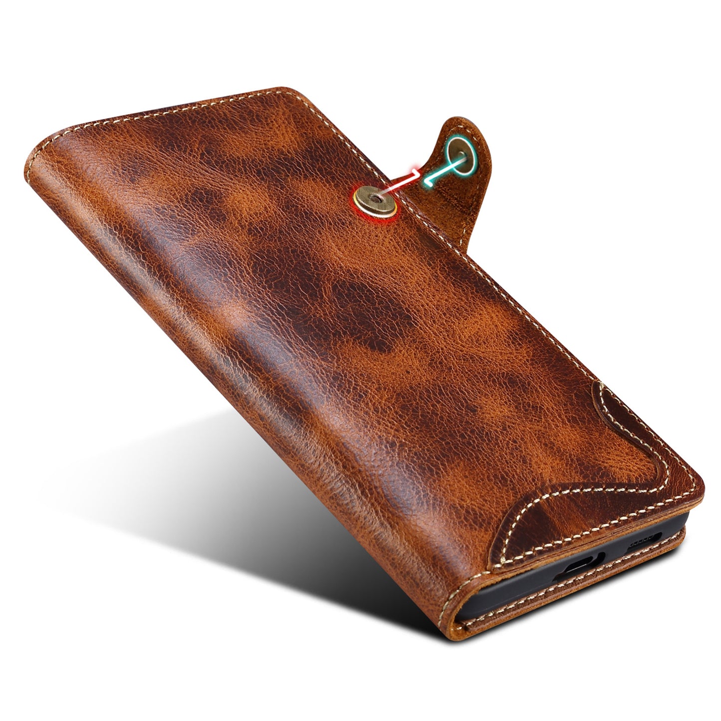 For Samsung Galaxy S24+ Magnetic Case Buckled Retro Oil Wax Phone Cover - Brown