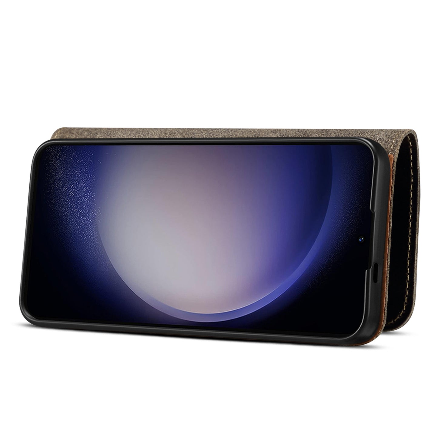 For Samsung Galaxy S24+ Magnetic Case Buckled Retro Oil Wax Phone Cover - Black
