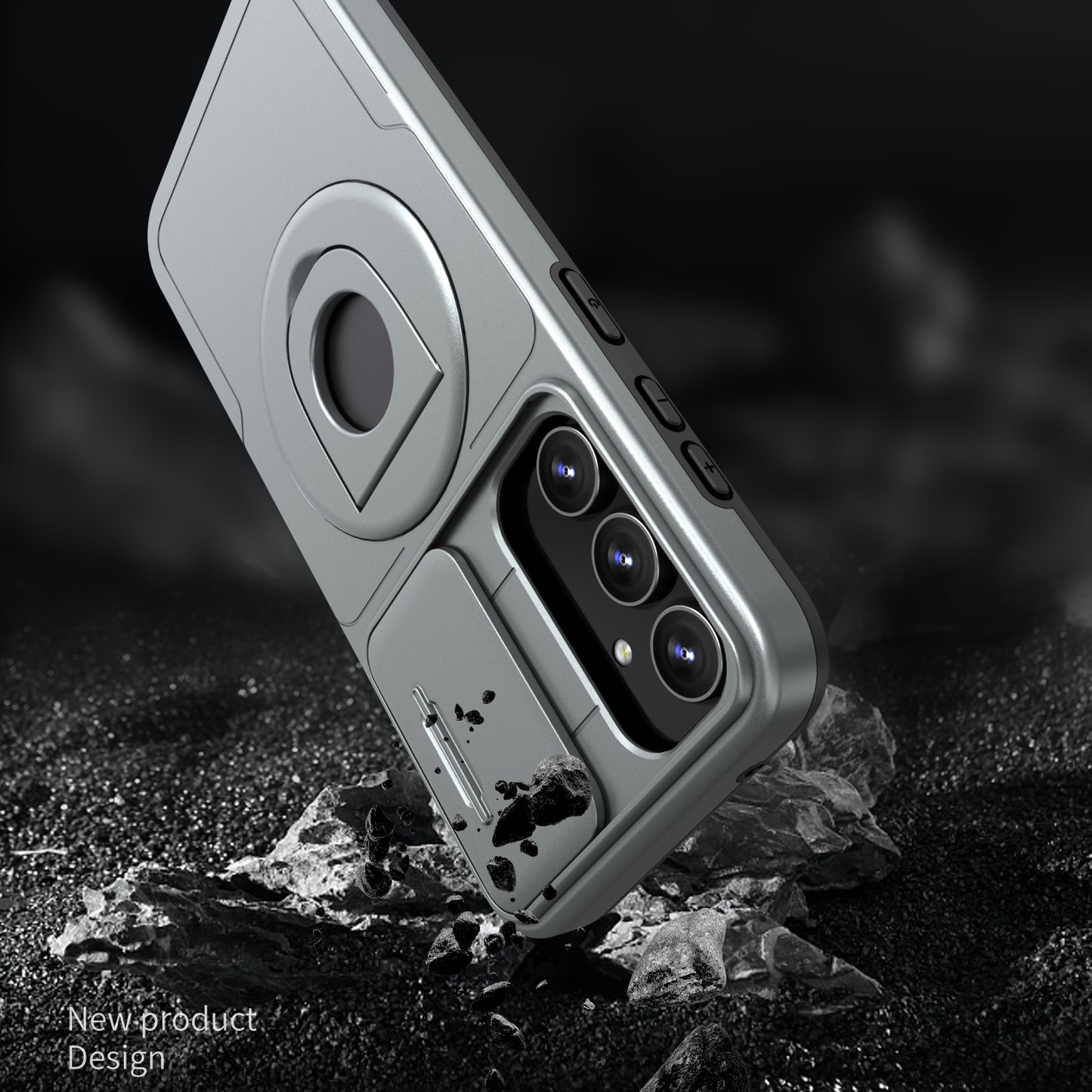 For Samsung Galaxy S20 FE / S20 FE 5G / S20 FE 2022 / S20 Lite Phone Case with Slide Camera Cover - Grey