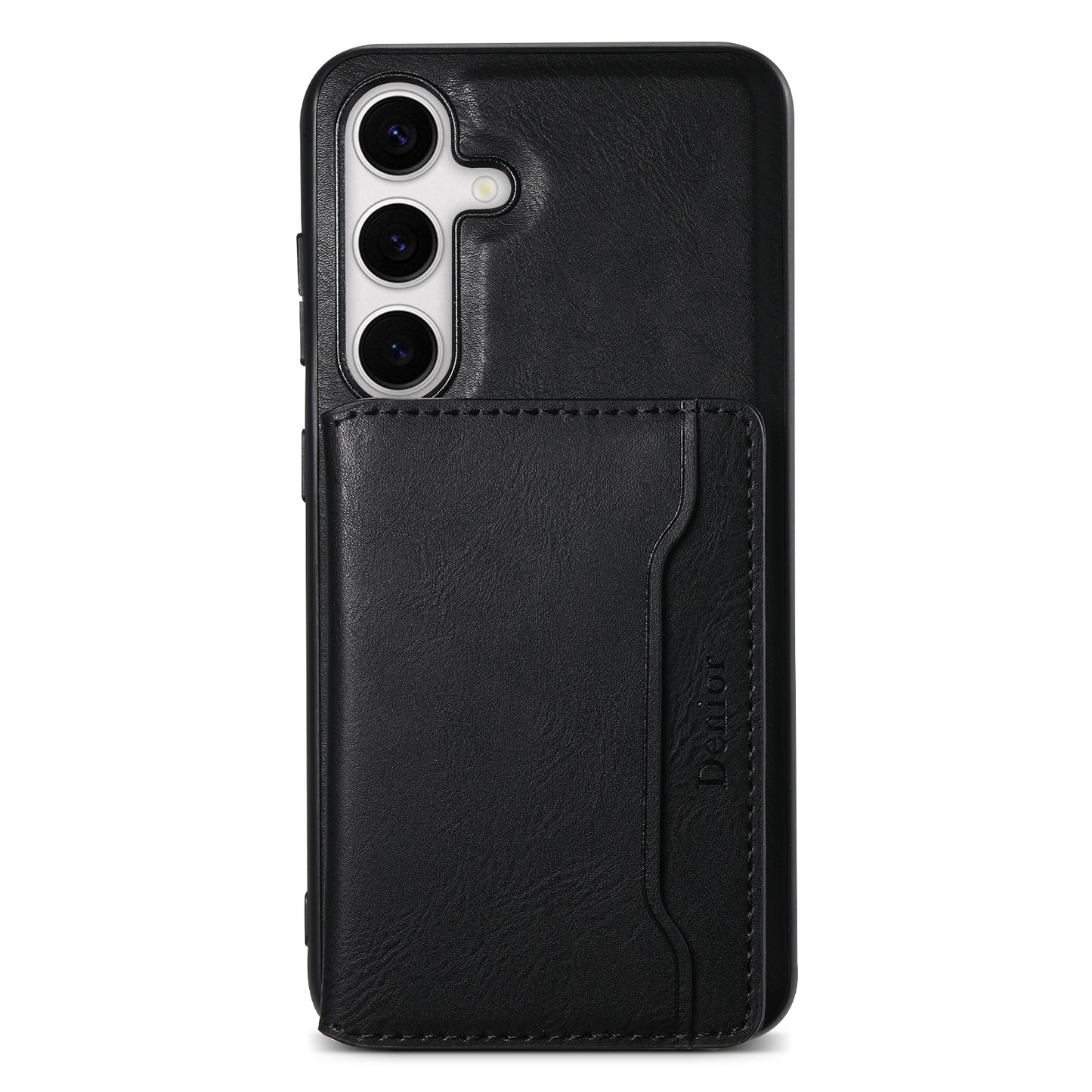 DENIOR For Samsung Galaxy S24 Magnetic Case Kickstand Phone Cover 2 in 1 Detachable Wallet Back - Black