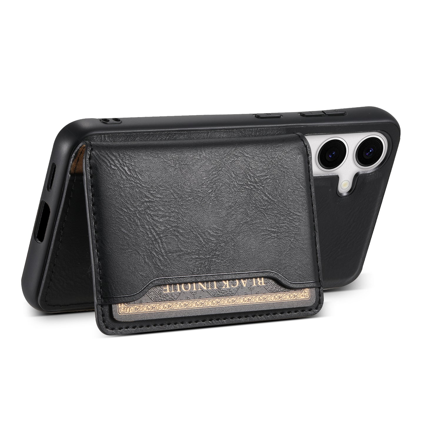 DENIOR For Samsung Galaxy S24 Magnetic Case Kickstand Phone Cover 2 in 1 Detachable Wallet Back - Black