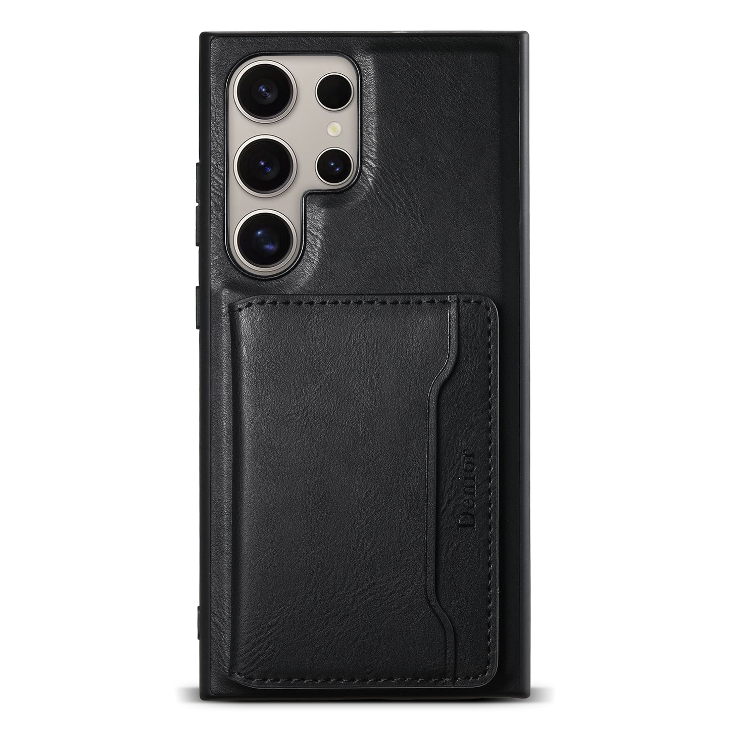 DENIOR For Samsung Galaxy S24 Ultra Phone Cover Magnetic Detachable Wallet Case Kickstand - Black