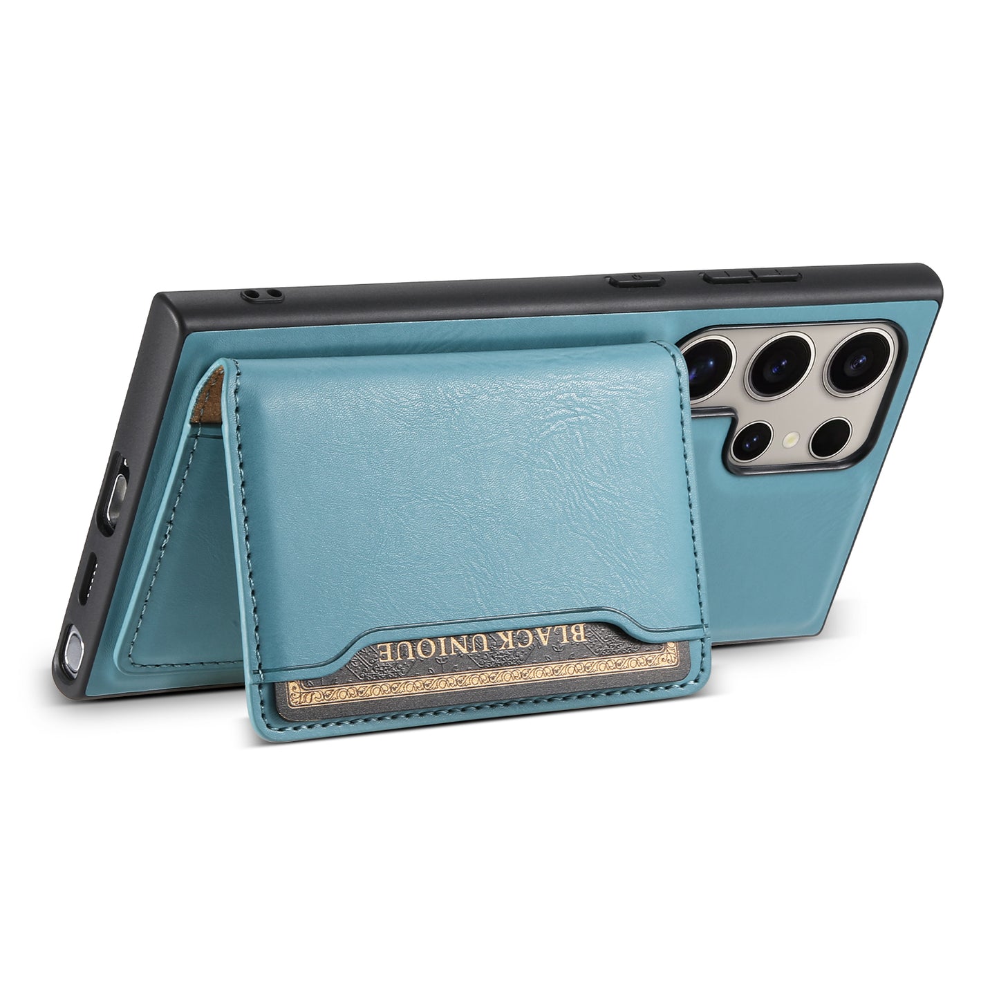 DENIOR For Samsung Galaxy S24 Ultra Phone Cover Magnetic Detachable Wallet Case Kickstand - Blue