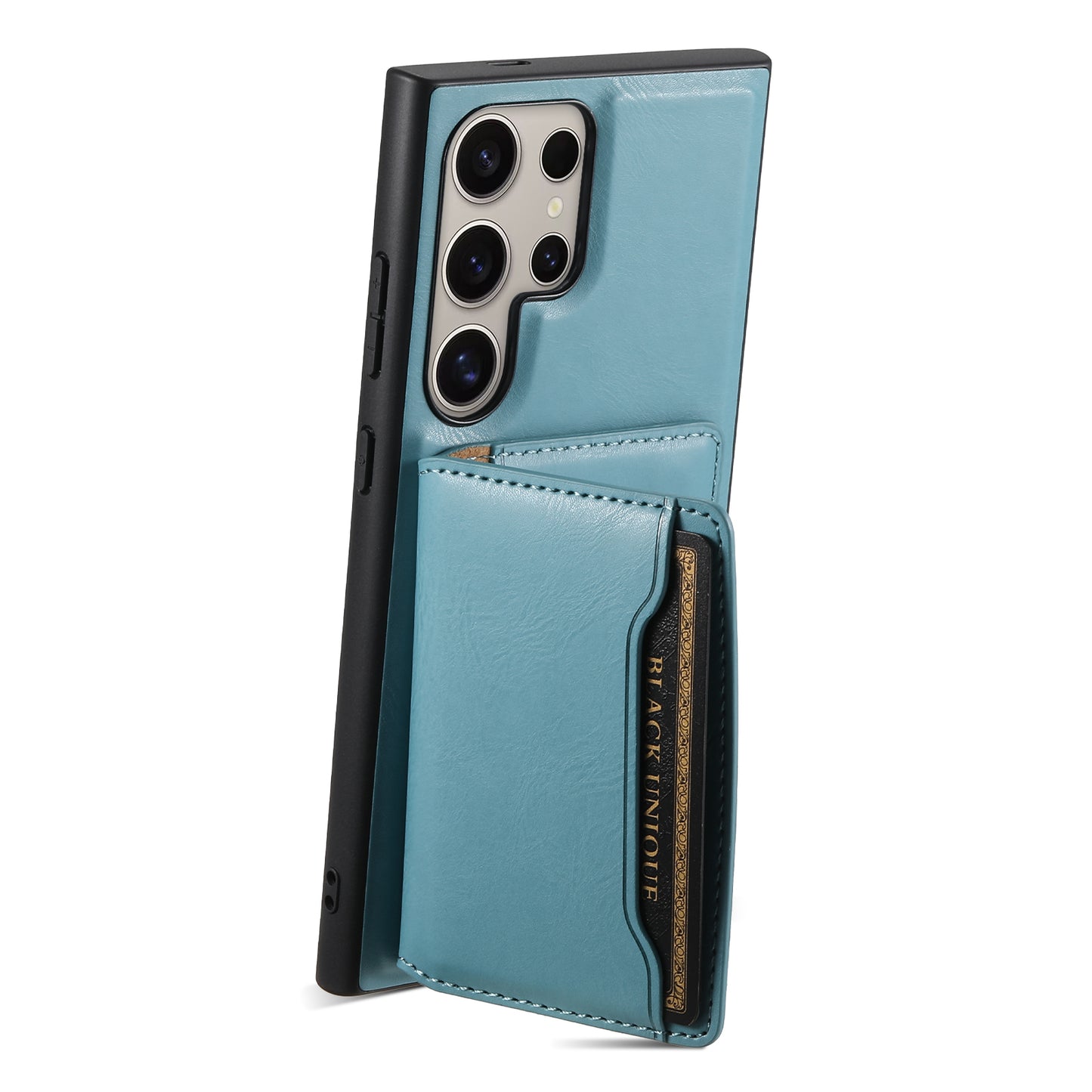 DENIOR For Samsung Galaxy S24 Ultra Phone Cover Magnetic Detachable Wallet Case Kickstand - Blue