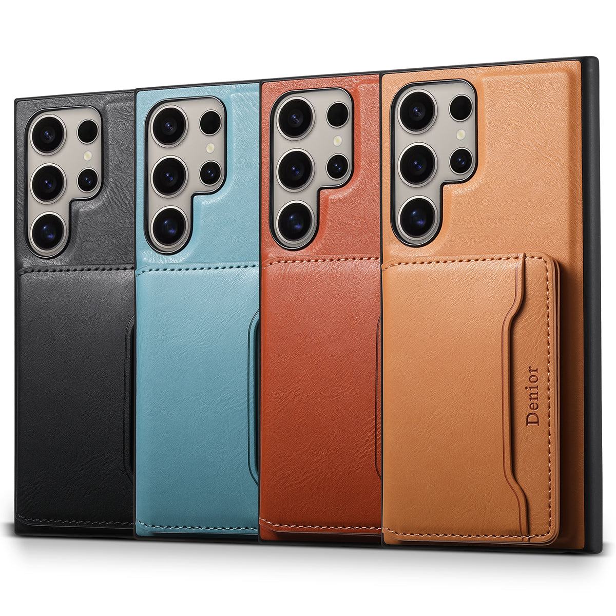 DENIOR For Samsung Galaxy S24 Ultra Phone Cover Magnetic Detachable Wallet Case Kickstand - Blue