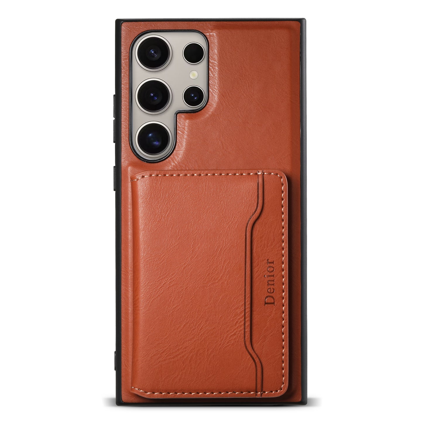 DENIOR For Samsung Galaxy S24 Ultra Phone Cover Magnetic Detachable Wallet Case Kickstand - Brown