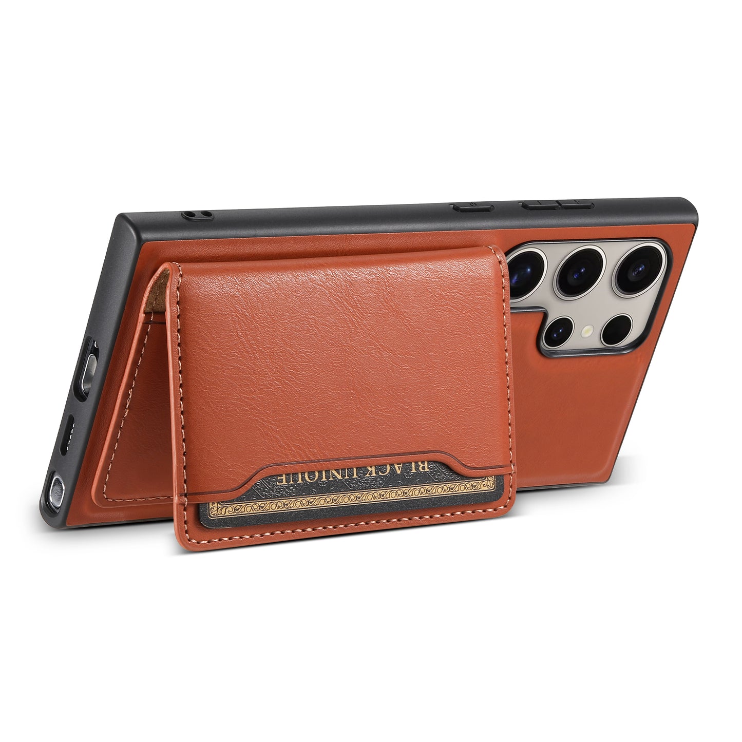DENIOR For Samsung Galaxy S24 Ultra Phone Cover Magnetic Detachable Wallet Case Kickstand - Brown