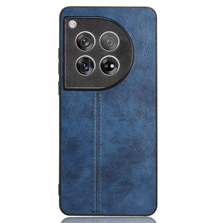 For OnePlus 12 5G Phone Cover Cowhide Texture Stitching Line Anti-fall Back Case - Blue