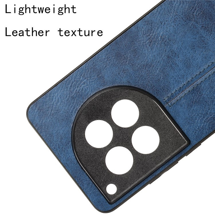 For OnePlus 12 5G Phone Cover Cowhide Texture Stitching Line Anti-fall Back Case - Blue