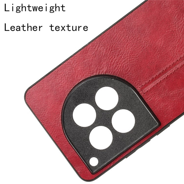 For OnePlus 12 5G Phone Cover Cowhide Texture Stitching Line Anti-fall Back Case - Red