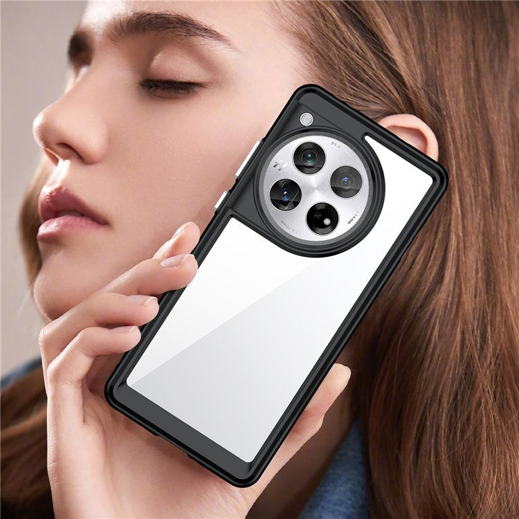 For OnePlus 12 5G Case Slim-Fit TPU+Acrylic Shockproof Phone Guard Cover - Black
