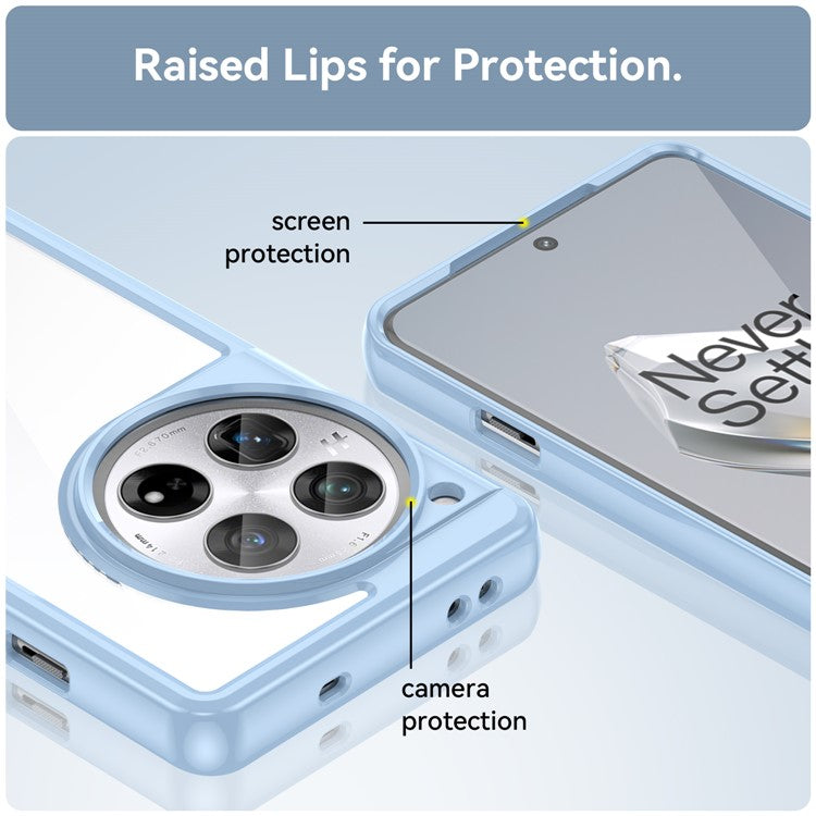 For OnePlus 12 5G Case Slim-Fit TPU+Acrylic Shockproof Phone Guard Cover - Blue