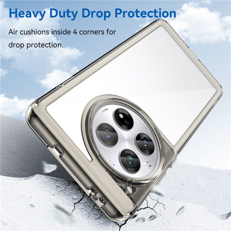 For OnePlus 12 5G Case Slim-Fit TPU+Acrylic Shockproof Phone Guard Cover - Transparent Grey