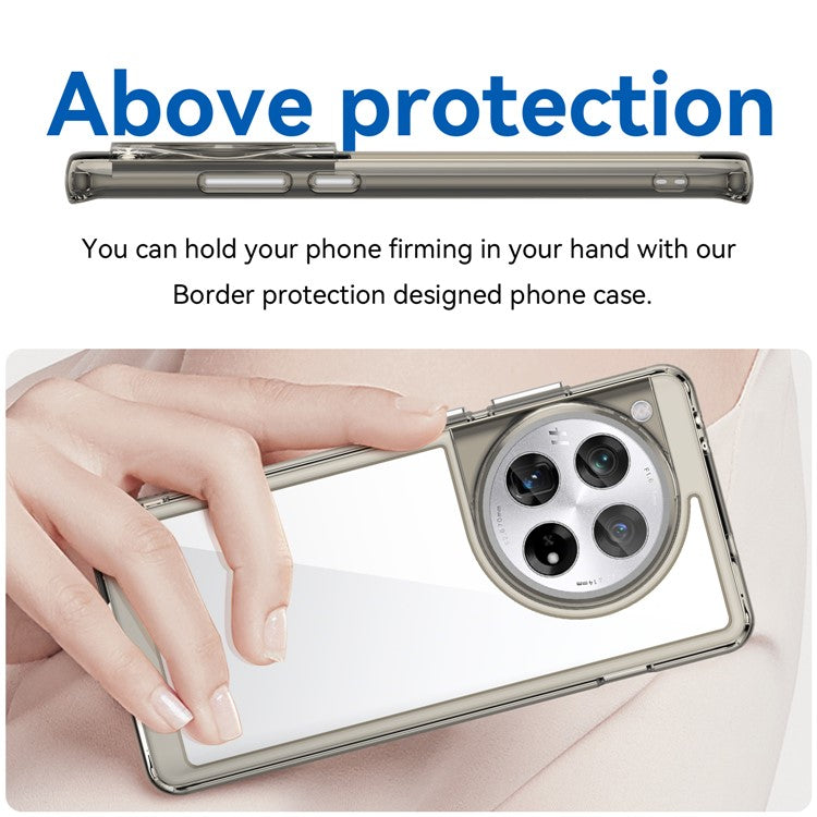 For OnePlus 12 5G Case Slim-Fit TPU+Acrylic Shockproof Phone Guard Cover - Transparent Grey