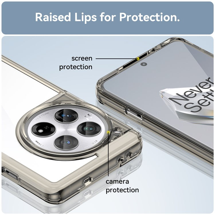 For OnePlus 12 5G Case Slim-Fit TPU+Acrylic Shockproof Phone Guard Cover - Transparent Grey