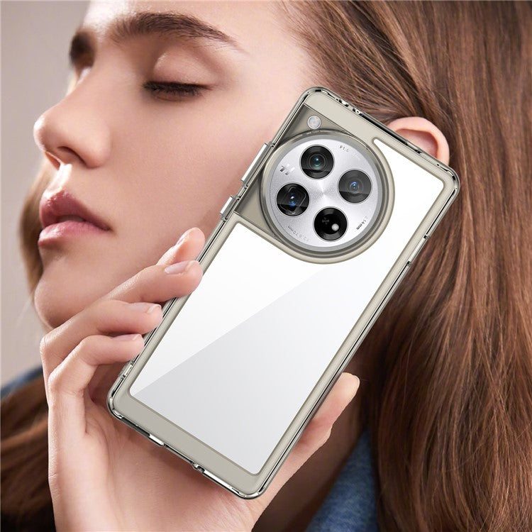 For OnePlus 12 5G Case Slim-Fit TPU+Acrylic Shockproof Phone Guard Cover - Transparent Grey