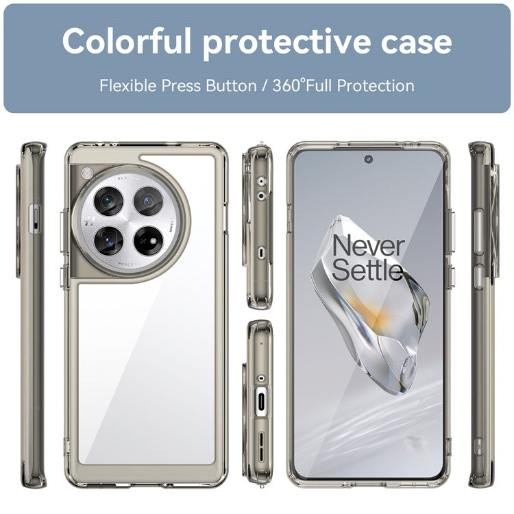 For OnePlus 12 5G Case Slim-Fit TPU+Acrylic Shockproof Phone Guard Cover - Transparent Grey