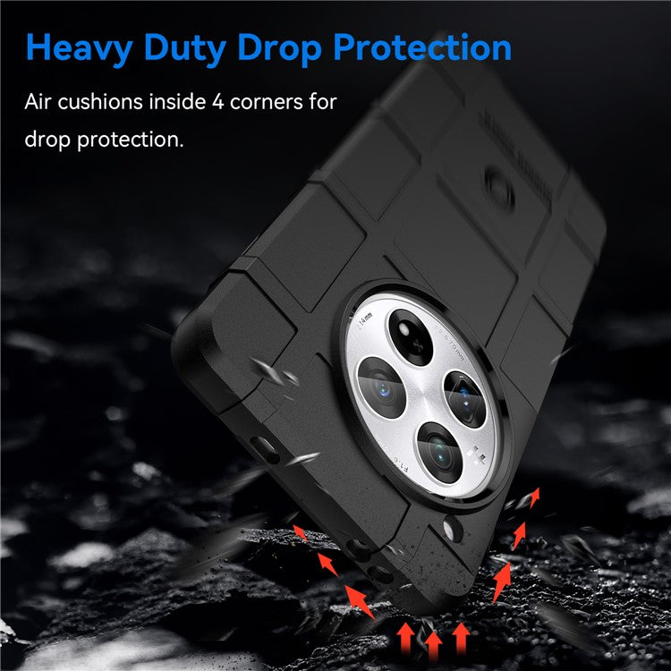 For OnePlus 12 5G Case Anti-Scratch Square Grid TPU Shell Phone Cover - Black