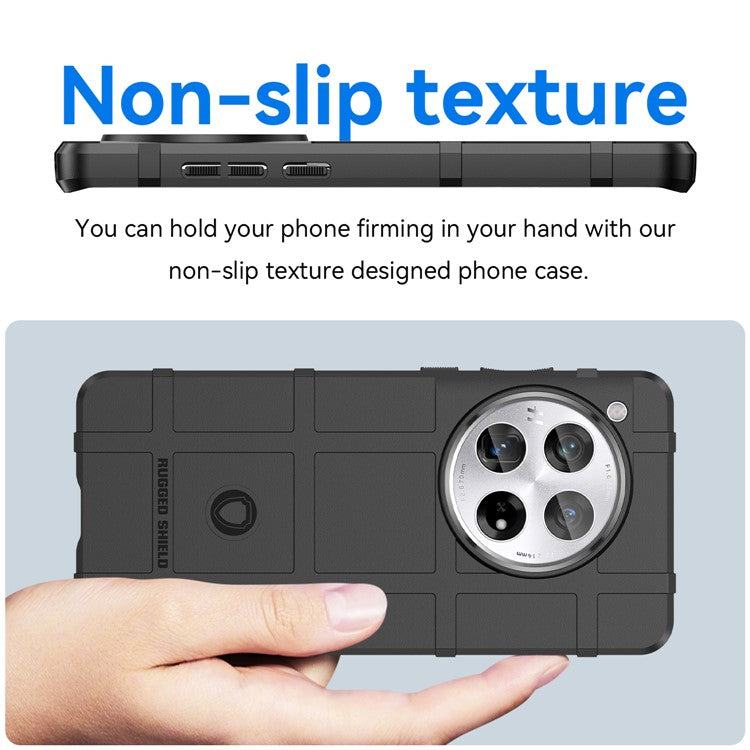 For OnePlus 12 5G Case Anti-Scratch Square Grid TPU Shell Phone Cover - Black