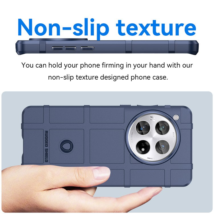 For OnePlus 12 5G Case Anti-Scratch Square Grid TPU Shell Phone Cover - Blue