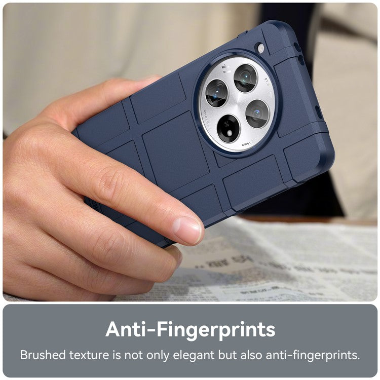 For OnePlus 12 5G Case Anti-Scratch Square Grid TPU Shell Phone Cover - Blue