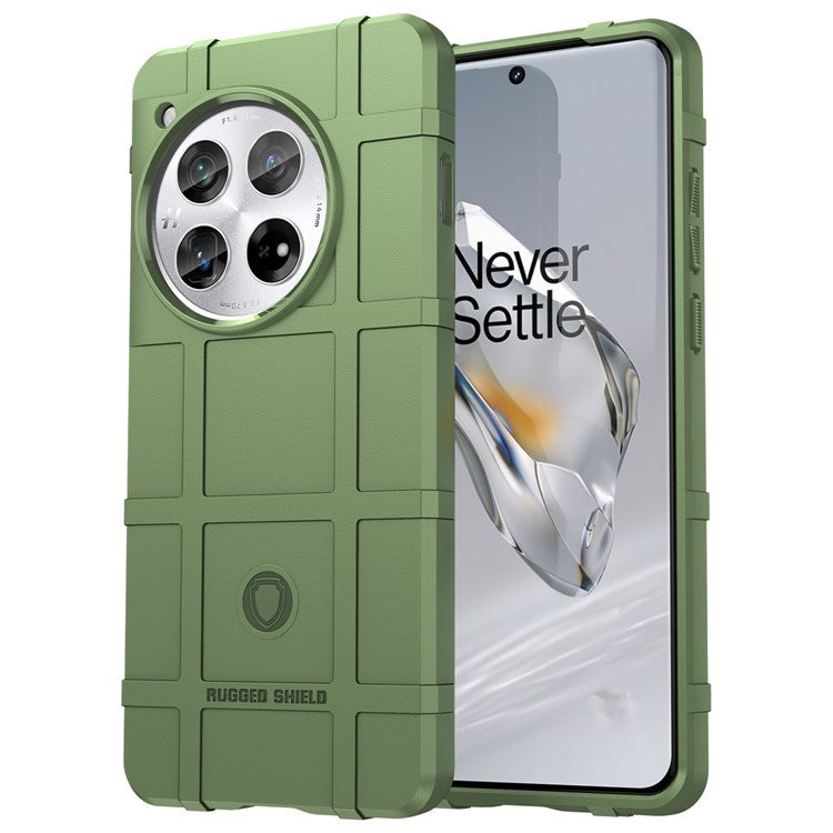 For OnePlus 12 5G Case Anti-Scratch Square Grid TPU Shell Phone Cover - Green