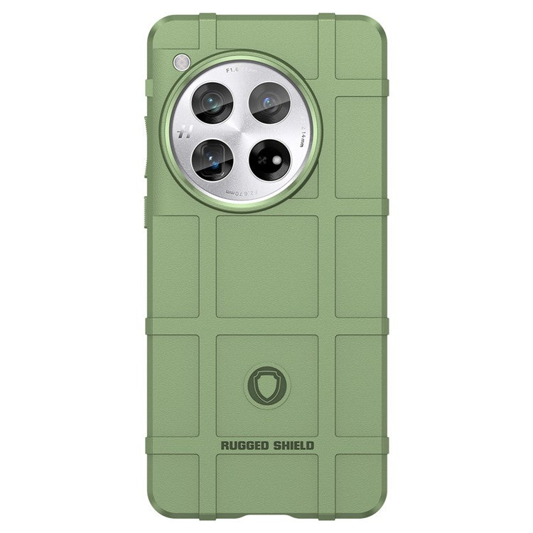 For OnePlus 12 5G Case Anti-Scratch Square Grid TPU Shell Phone Cover - Green