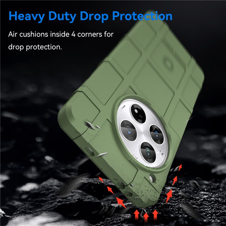 For OnePlus 12 5G Case Anti-Scratch Square Grid TPU Shell Phone Cover - Green