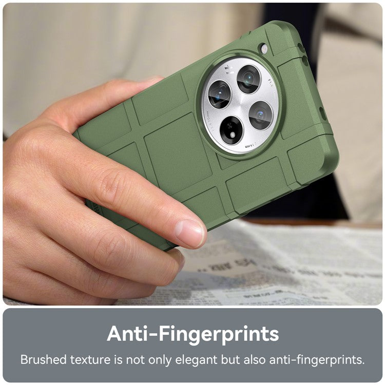 For OnePlus 12 5G Case Anti-Scratch Square Grid TPU Shell Phone Cover - Green