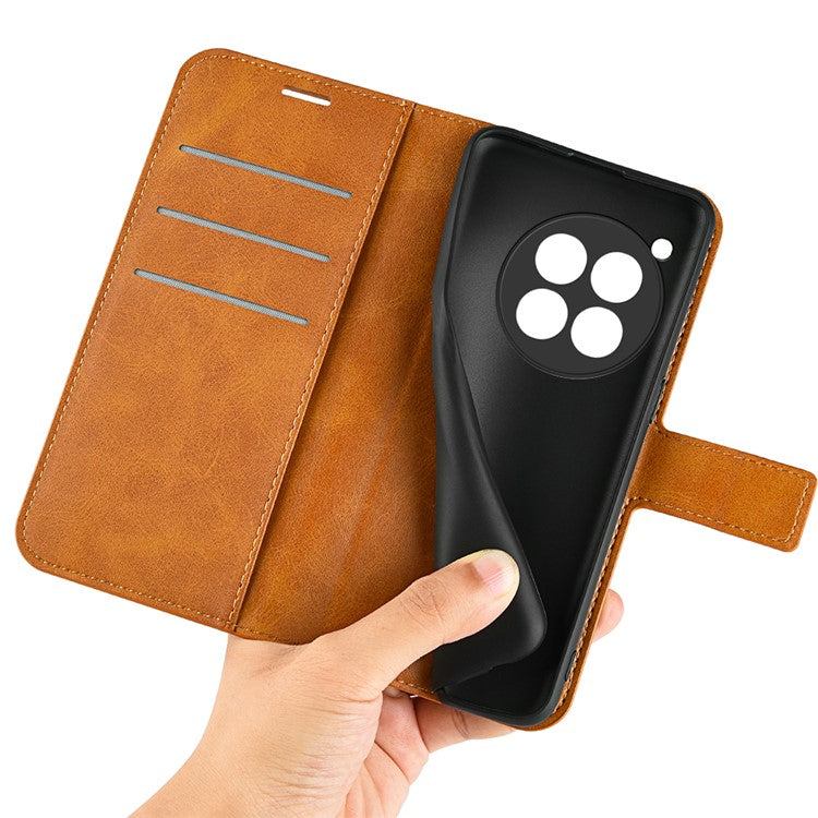 For OnePlus 12 5G PU Leather Folio Cover Magnetic Buckle Flip Phone Case Wallet - Yellow