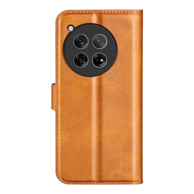 For OnePlus 12 5G PU Leather Folio Cover Magnetic Buckle Flip Phone Case Wallet - Yellow