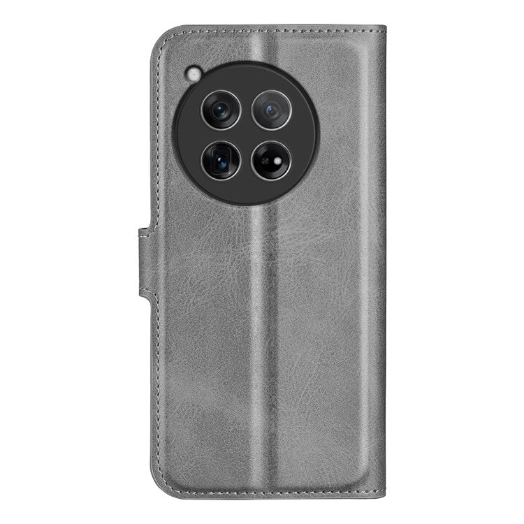 For OnePlus 12 5G PU Leather Folio Cover Magnetic Buckle Flip Phone Case Wallet - Grey