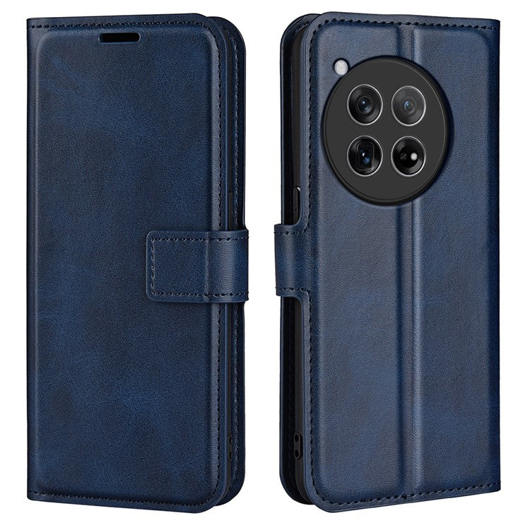 For OnePlus 12 5G PU Leather Folio Cover Magnetic Buckle Flip Phone Case Wallet - Blue