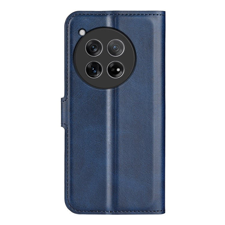 For OnePlus 12 5G PU Leather Folio Cover Magnetic Buckle Flip Phone Case Wallet - Blue