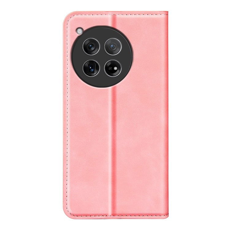 For OnePlus 12 5G PU Leather Skin-touch Case Wallet Flip Phone Cover - Pink