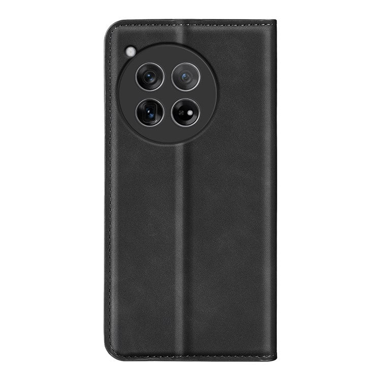 For OnePlus 12 5G PU Leather Skin-touch Case Wallet Flip Phone Cover - Black