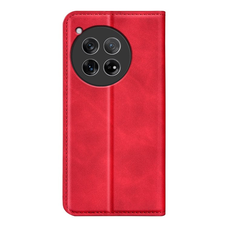 For OnePlus 12 5G PU Leather Skin-touch Case Wallet Flip Phone Cover - Red