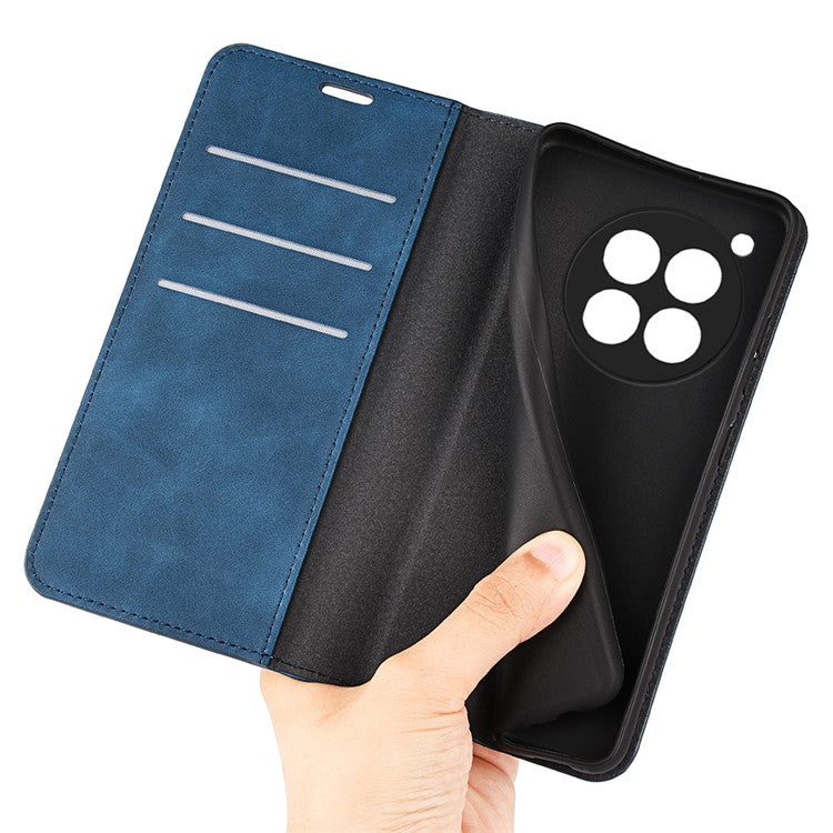For OnePlus 12 5G PU Leather Skin-touch Case Wallet Flip Phone Cover - Blue