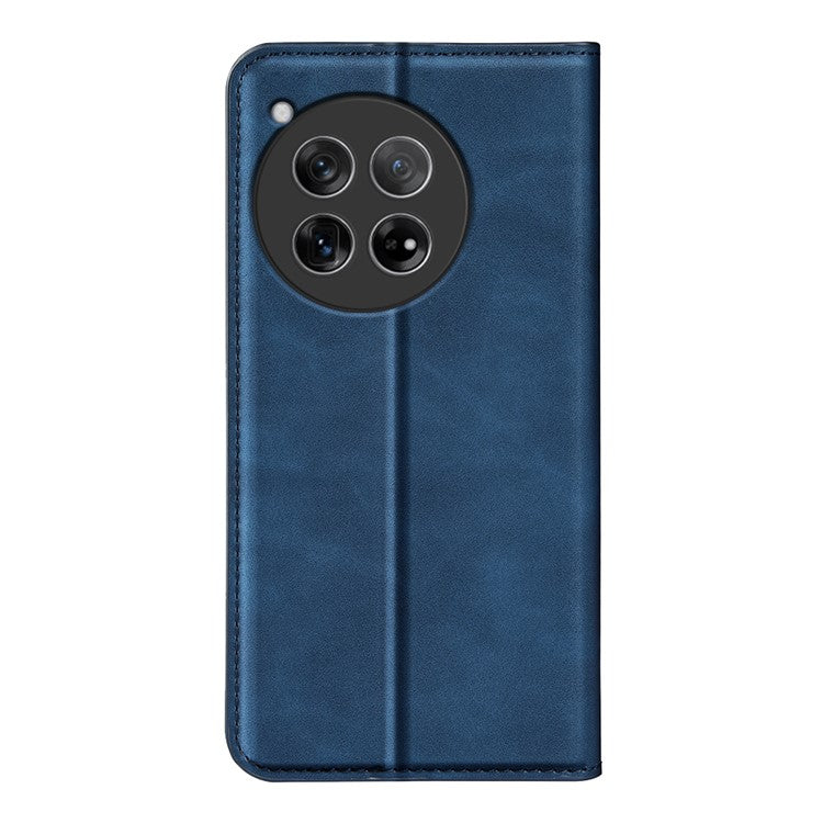 For OnePlus 12 5G PU Leather Skin-touch Case Wallet Flip Phone Cover - Blue