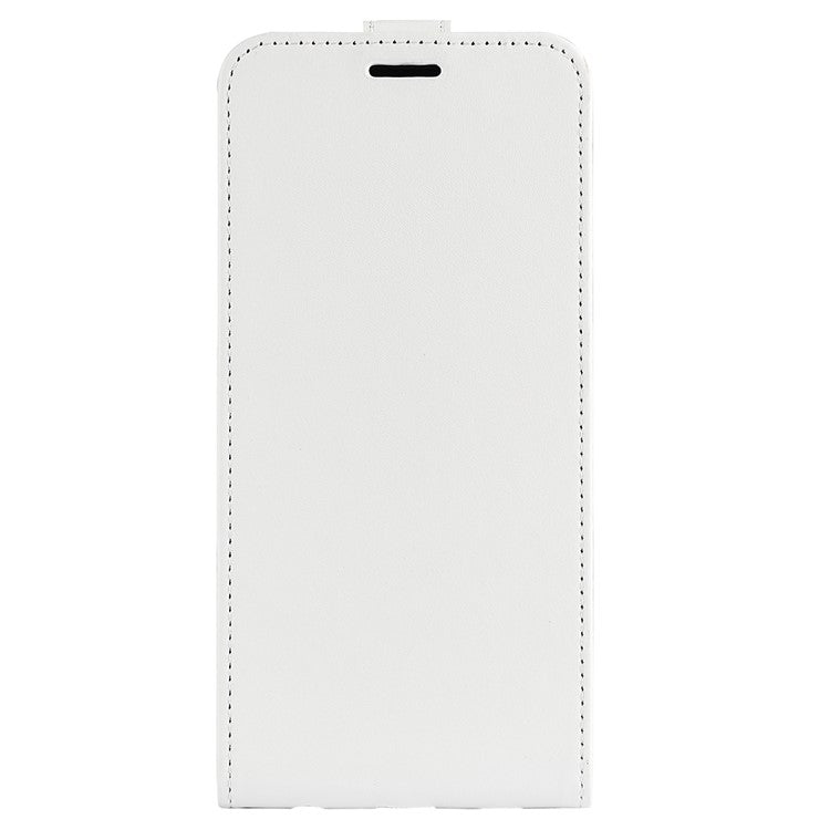 For OnePlus 12 5G Case with Card Holder Vertical Flip Crazy Horse Texture Phone Cover - White