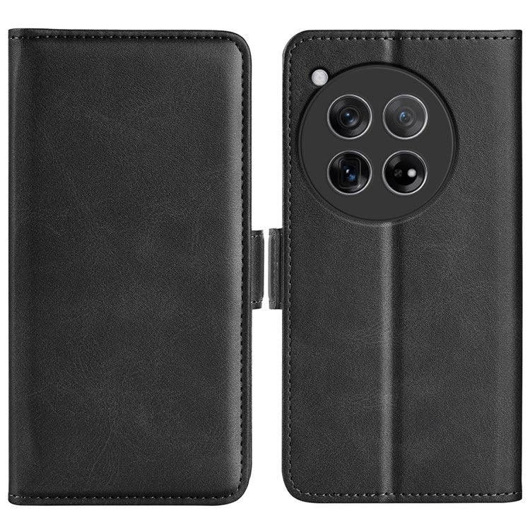 For OnePlus 12 5G Leather Flip Wallet Case Folio Stand View Phone Cover - Black