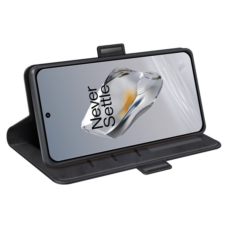 For OnePlus 12 5G Leather Flip Wallet Case Folio Stand View Phone Cover - Black