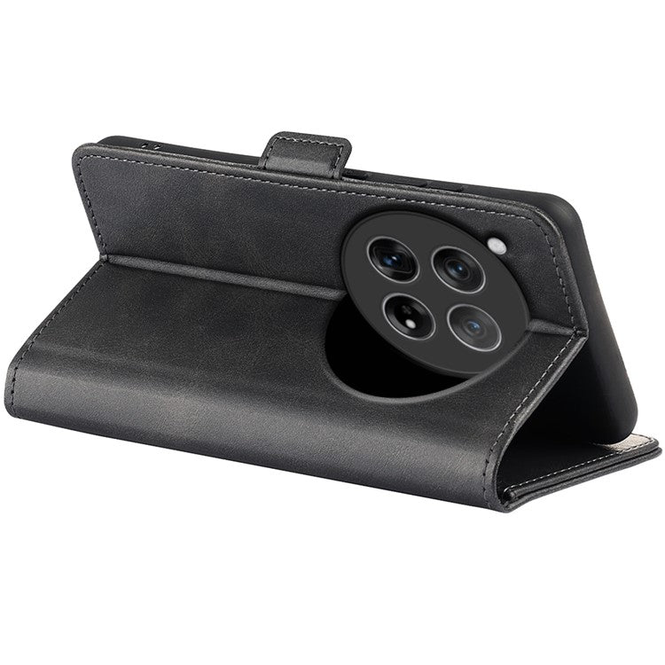 For OnePlus 12 5G Leather Flip Wallet Case Folio Stand View Phone Cover - Black