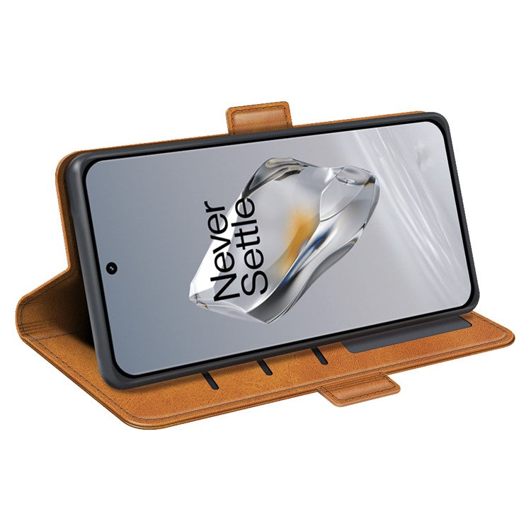 For OnePlus 12 5G Leather Flip Wallet Case Folio Stand View Phone Cover - Yellow