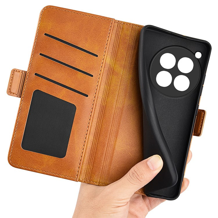 For OnePlus 12 5G Leather Flip Wallet Case Folio Stand View Phone Cover - Yellow