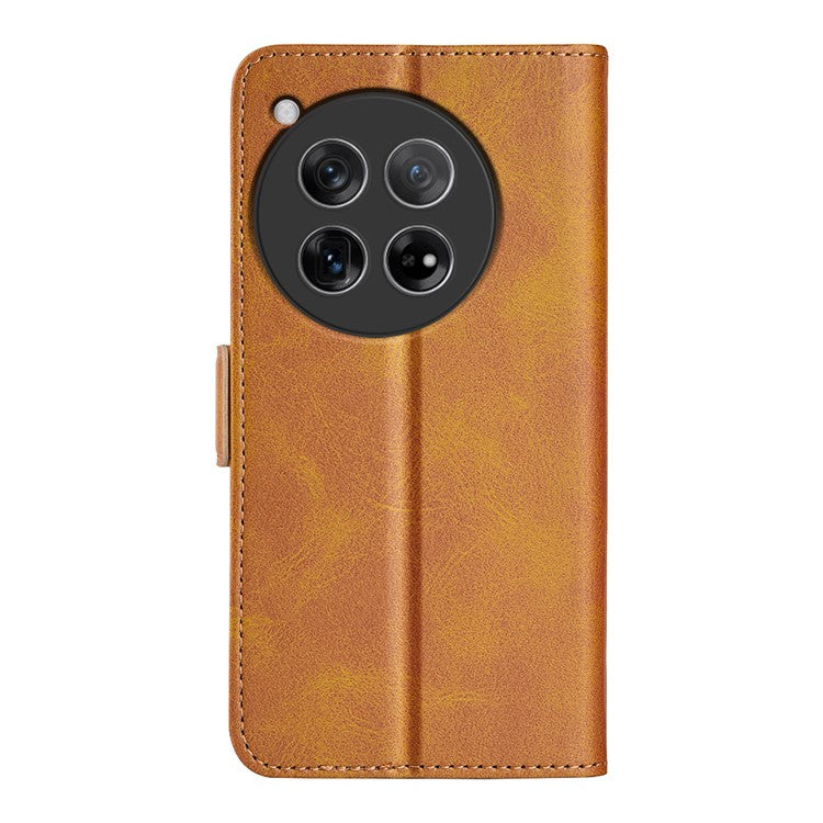 For OnePlus 12 5G Leather Flip Wallet Case Folio Stand View Phone Cover - Yellow