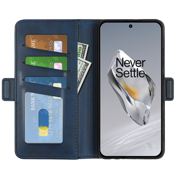 For OnePlus 12 5G Leather Flip Wallet Case Folio Stand View Phone Cover - Blue