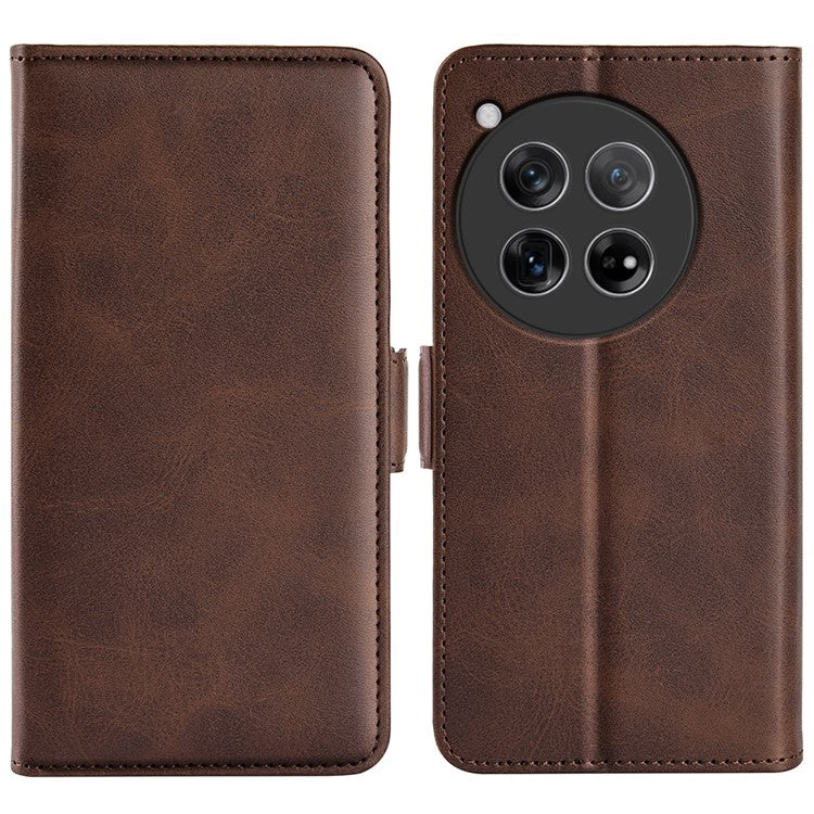 For OnePlus 12 5G Leather Flip Wallet Case Folio Stand View Phone Cover - Brown