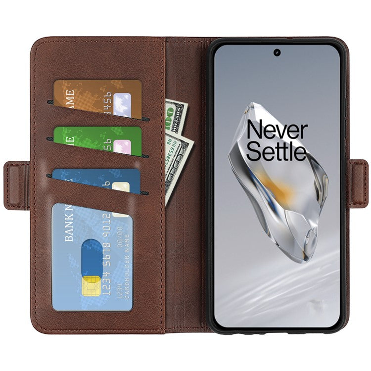 For OnePlus 12 5G Leather Flip Wallet Case Folio Stand View Phone Cover - Brown