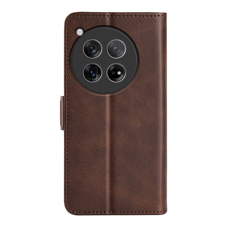 For OnePlus 12 5G Leather Flip Wallet Case Folio Stand View Phone Cover - Brown